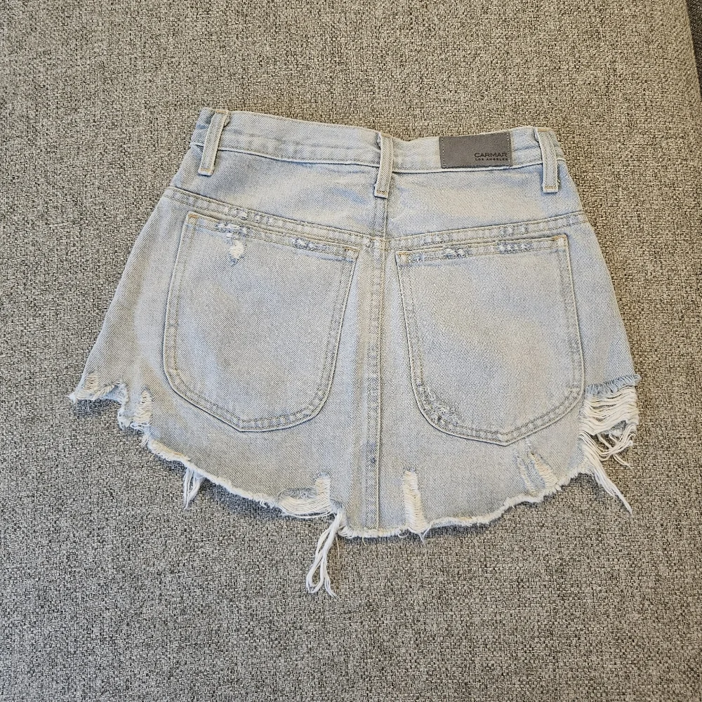 CARMAR Dallas Beatrice Zip Front Denim Mini Skirt US Size 25